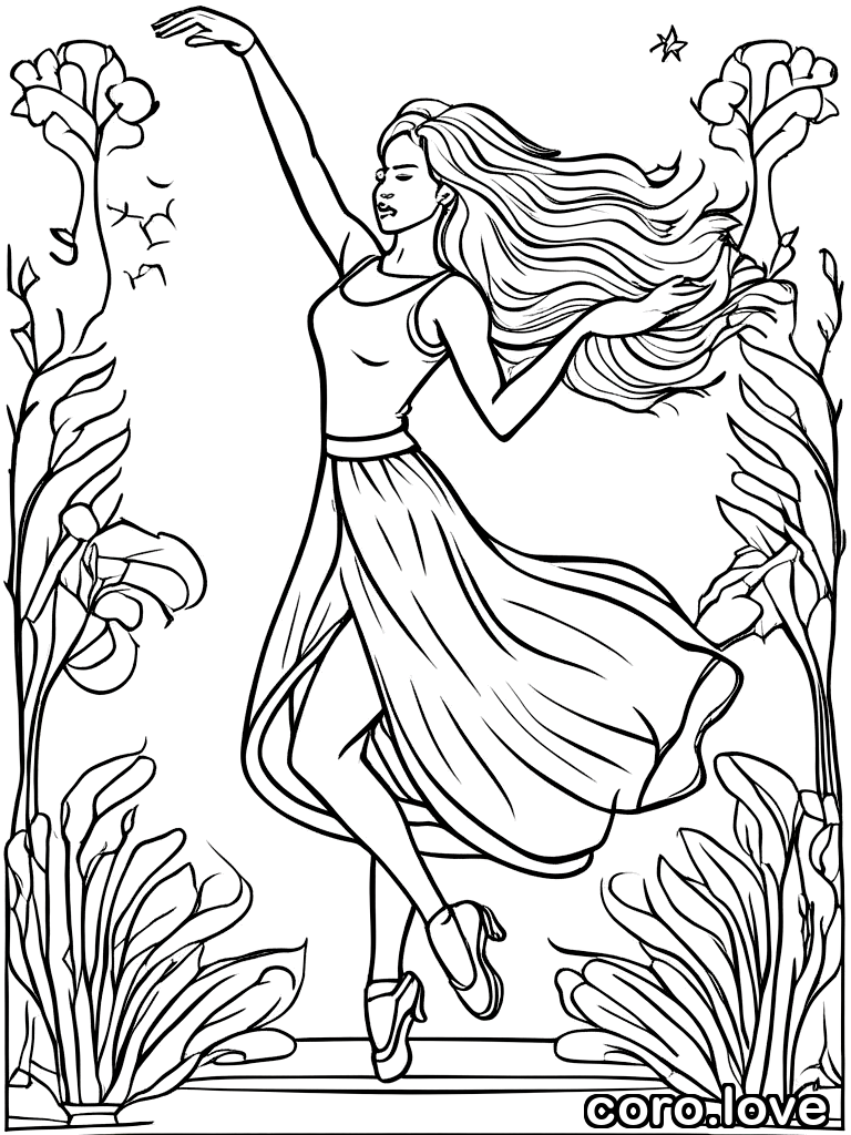 dancing, ColoringBookAF, coloring book, isolated on white, simple minimal design, no decorations, no borders