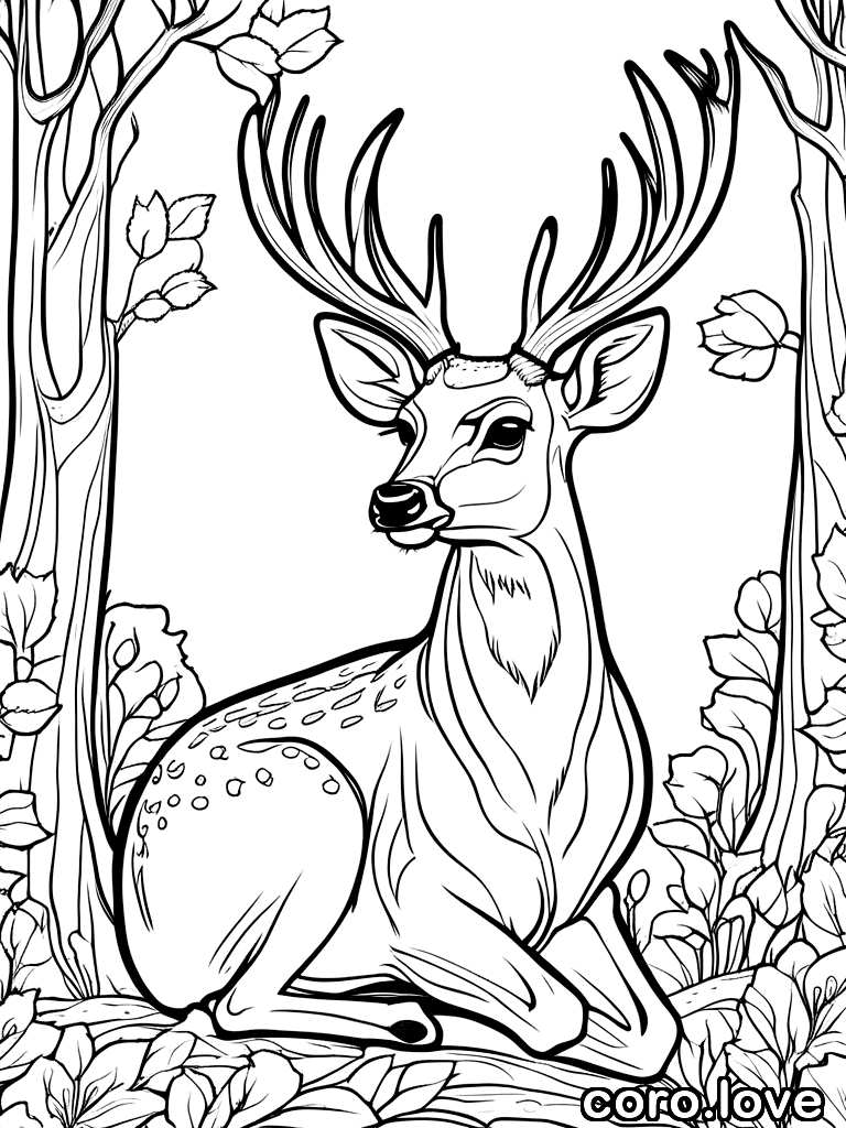 deer coloring page - Cute Deer