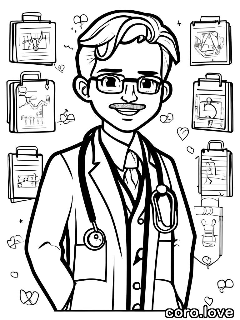 doctor coloring page - Cute Doctor