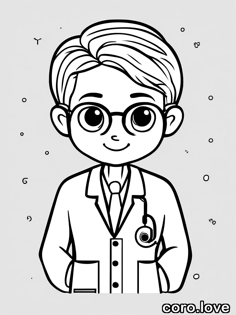 doctor coloring page - Cute Doctor