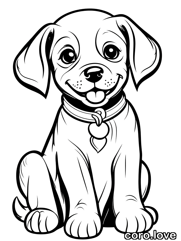 dog coloring page - Happy Dog
