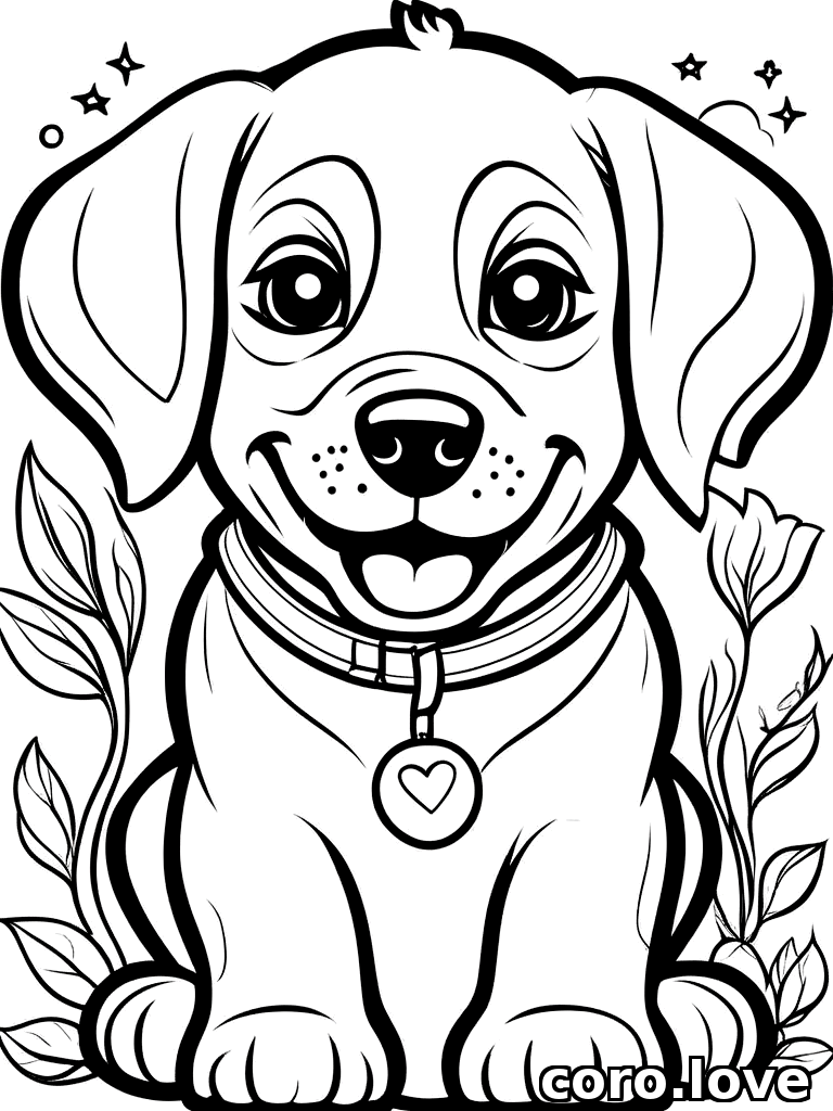 dog coloring page - Happy Dog