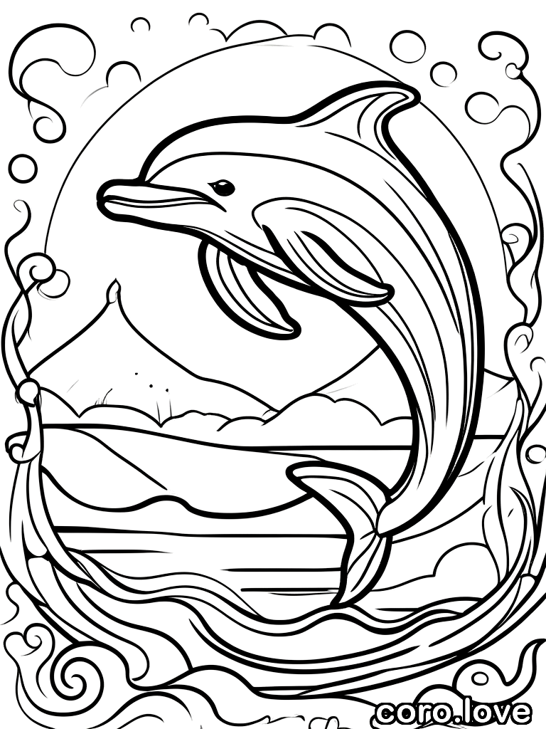 dolphin coloring page - Adorable Dolphin