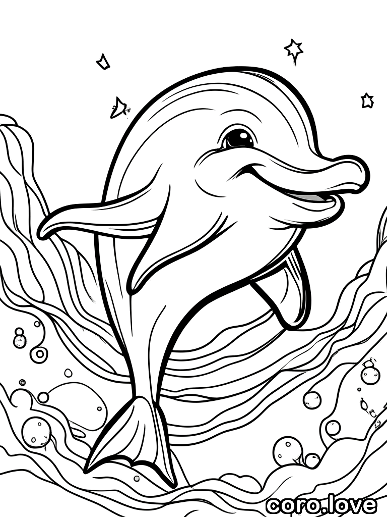 dolphin coloring page - Cute Dolphin