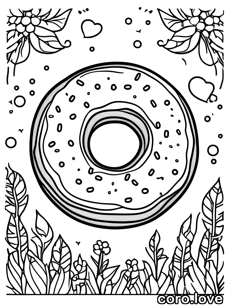 donut coloring page - Cute Donut