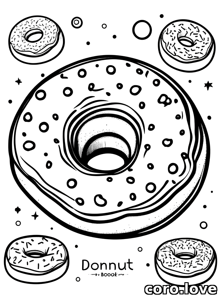 donut coloring page - Cute Donut