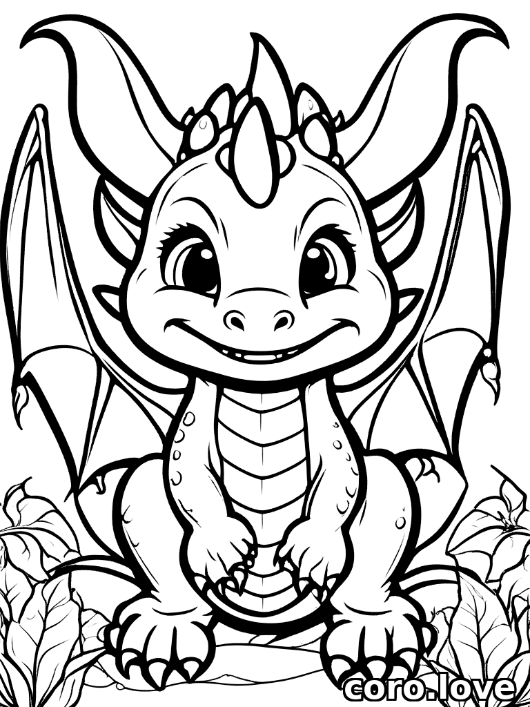 dragon coloring page - Cute Dragon