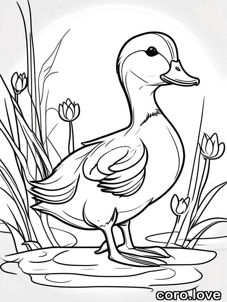 duck coloring page - Cute Duck
