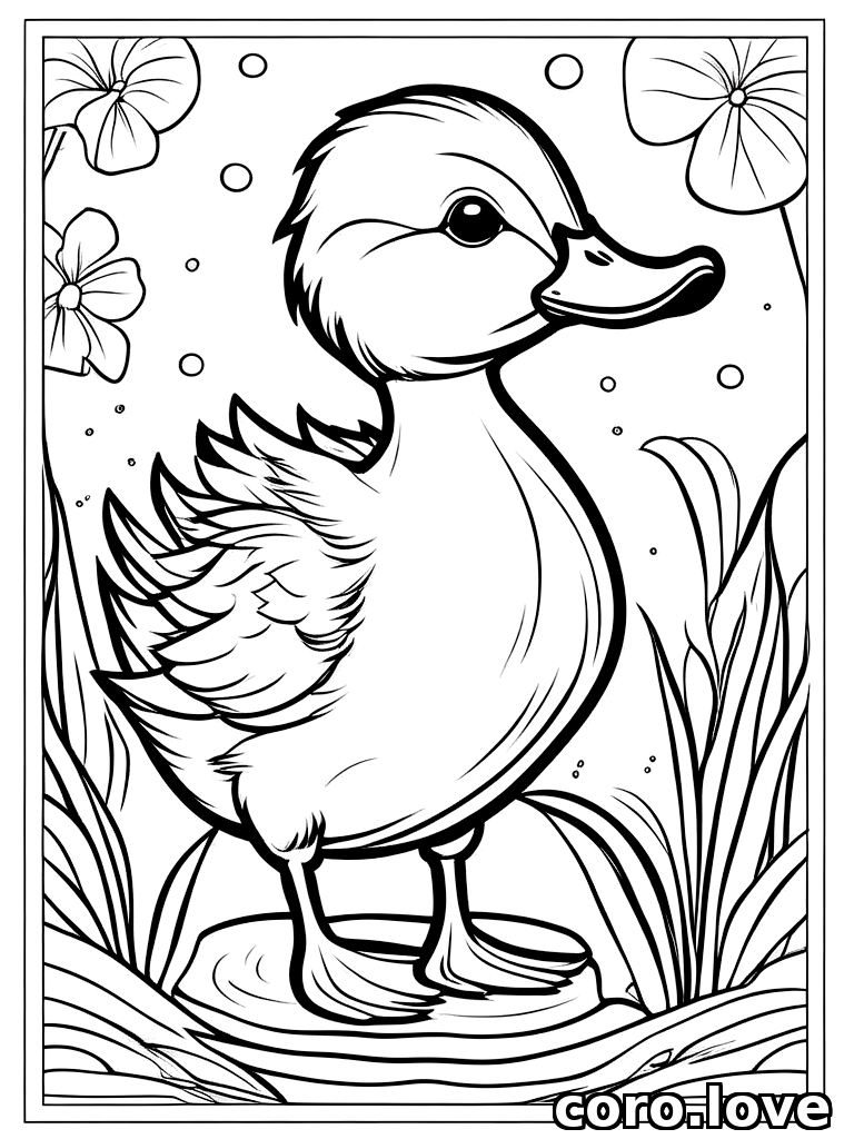 duck coloring page - Cute Duck