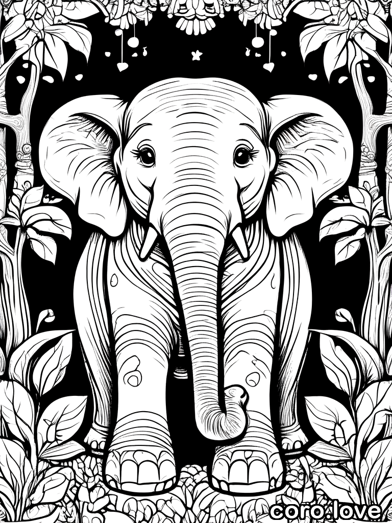 elephant coloring page - Sweet Elephant