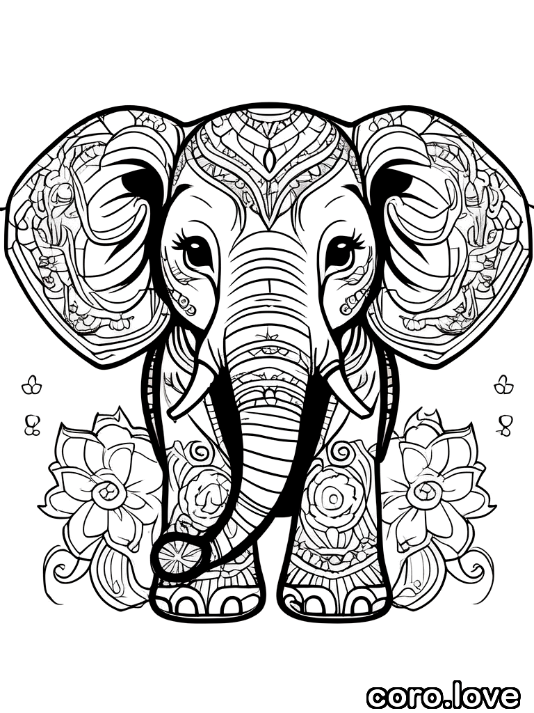 elephant coloring page - Cute Elephant