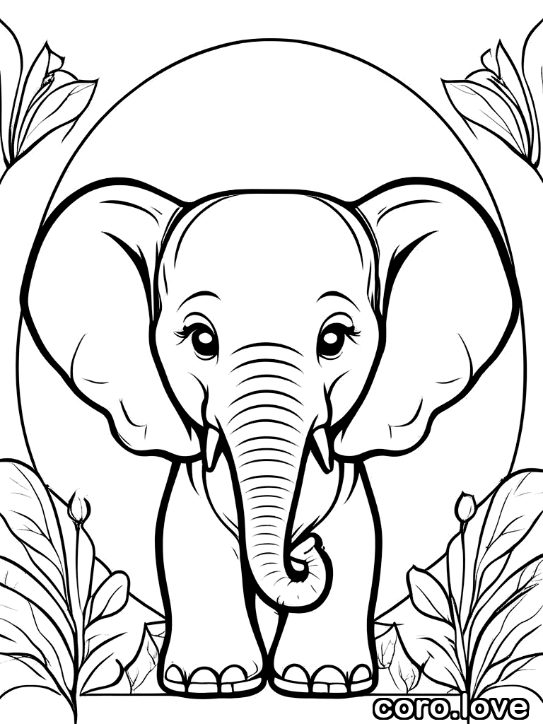 elephant coloring page - Baby Elephant
