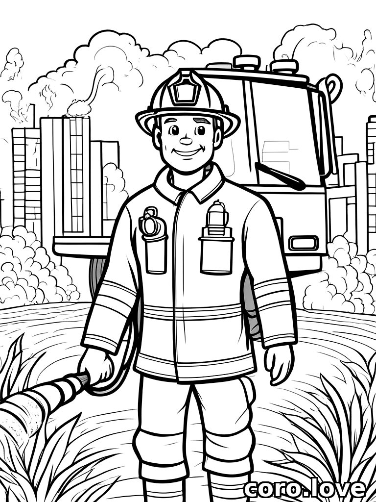 firefighter coloring page - Firefighter