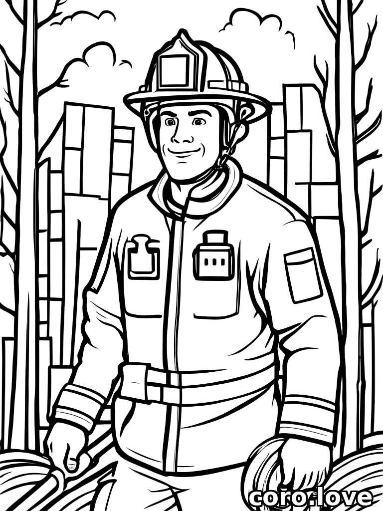 firefighter coloring page - Firefighter