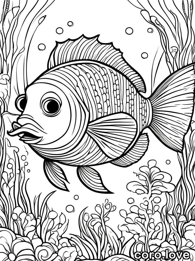fish coloring page - Cute Fish