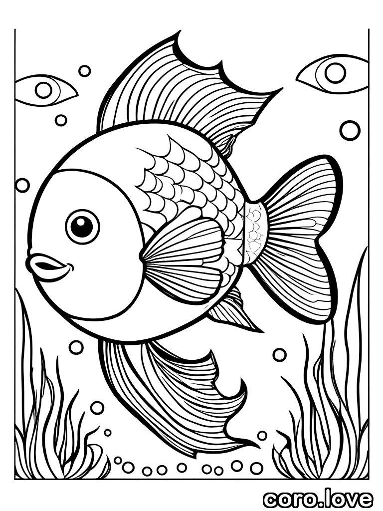 fish coloring page - Cute Fish