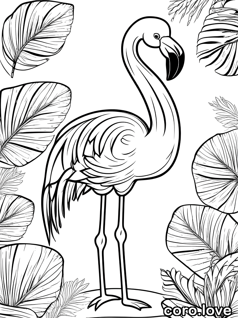 flamingo coloring page - Cute Flamingo