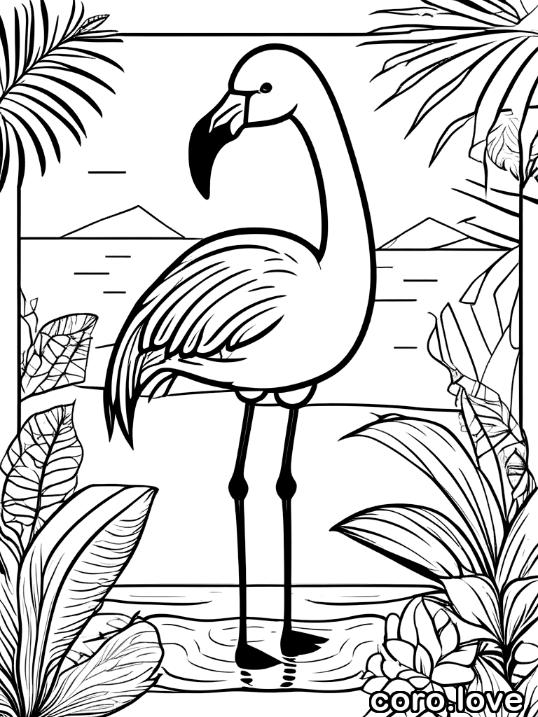 flamingo coloring page - Cute Flamingo
