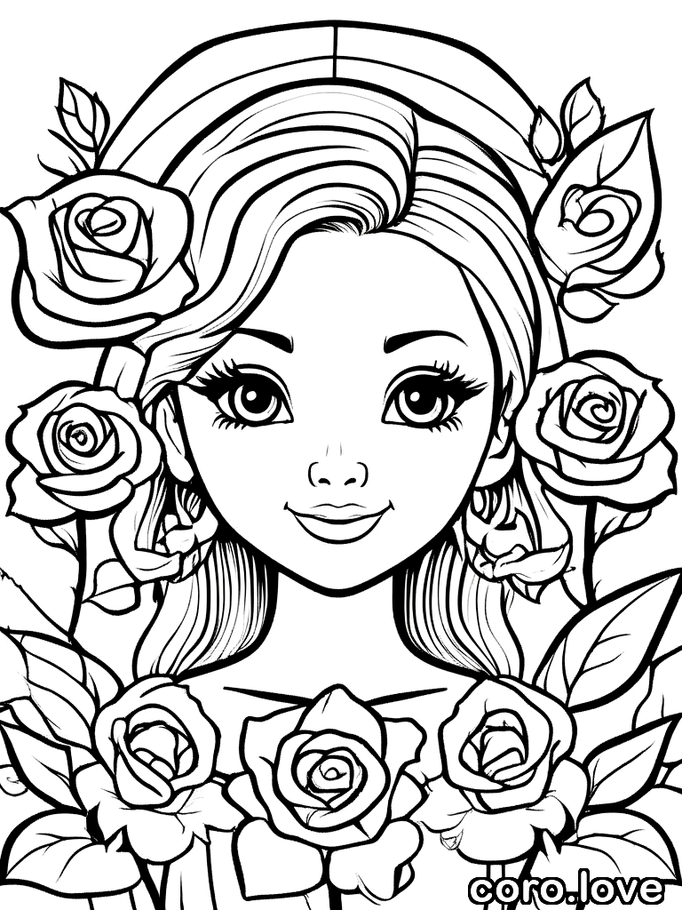 flower coloring page - Kawaii Flower