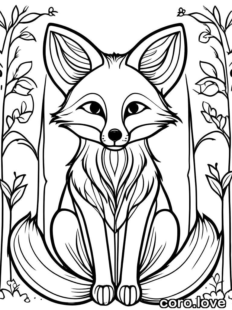 cute fox, ColoringBookAF, coloring book, isolated on white, simple minimal design, no decorations, no borders
