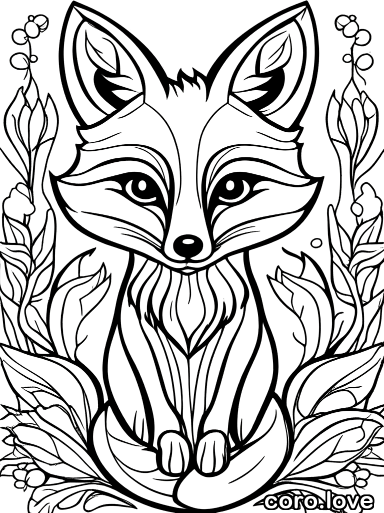 cute fox, ColoringBookAF, coloring book, isolated on white, simple minimal design, no decorations, no borders