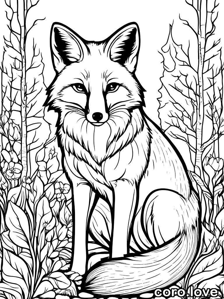 red fox, ColoringBookAF, coloring book, isolated on white, simple minimal design, no decorations, no borders