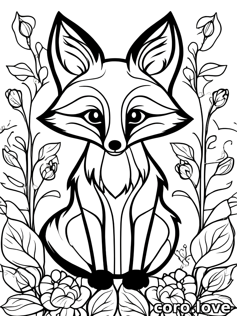 cute fox, ColoringBookAF, coloring book, isolated on white, simple minimal design, no decorations, no borders