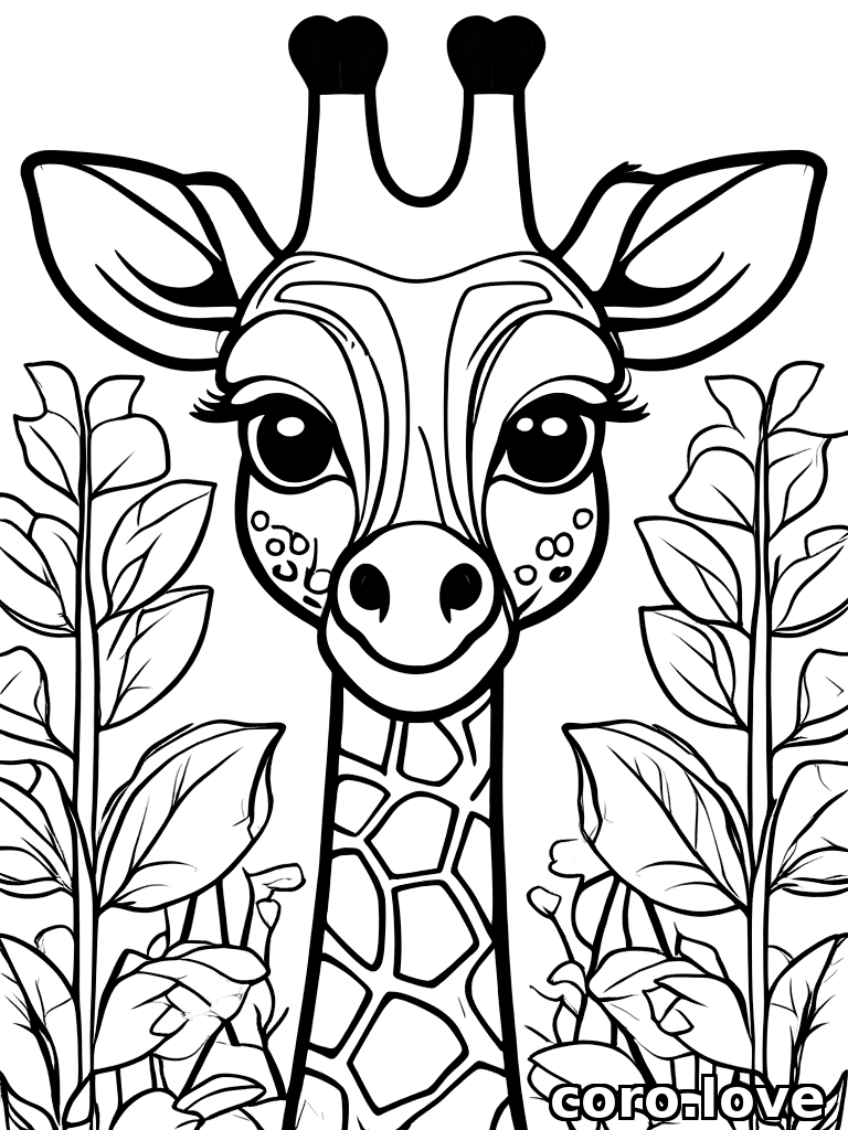 giraffe coloring page - Cute Giraffe