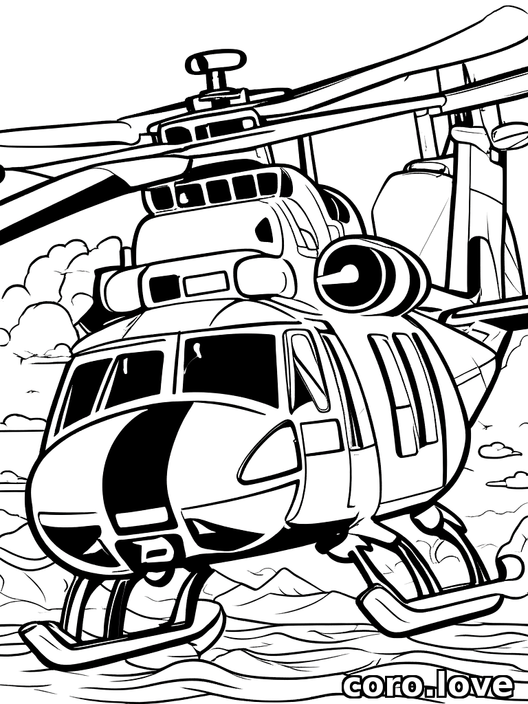 rescue helicopter, ColoringBookAF, coloring book, isolated on white, simple minimal design, no decorations, no borders