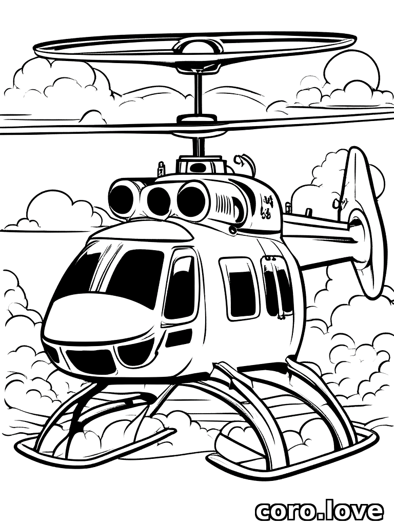 Free Helicopter coloring page for printing