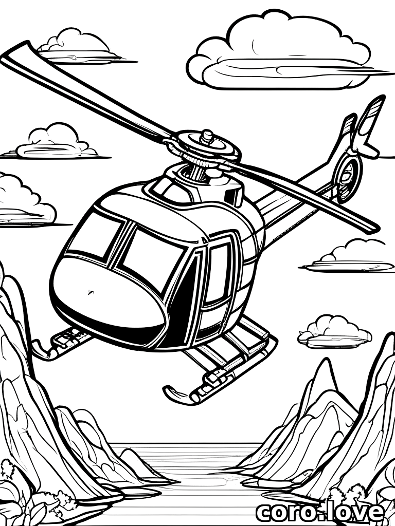 Free Helicopter coloring page for printing