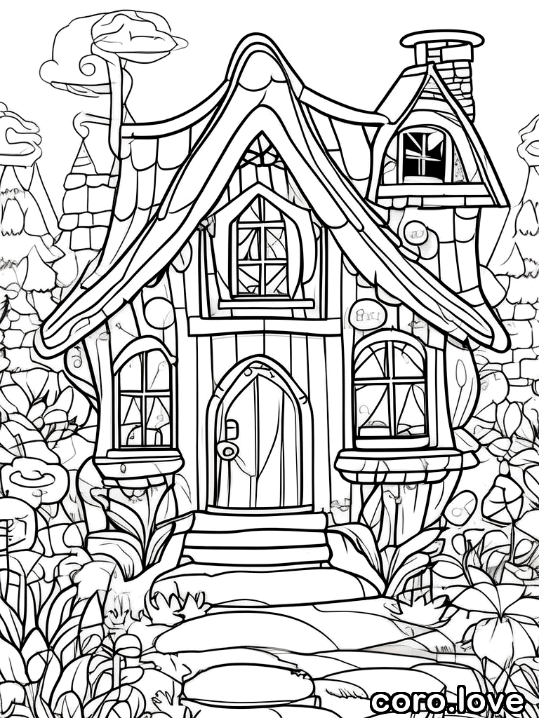 house coloring page - Cute House