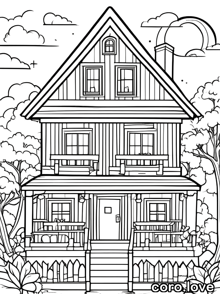 house coloring page - Cute House