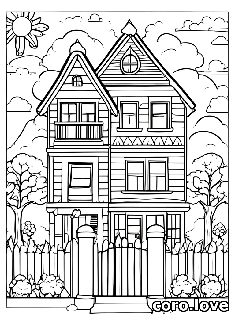 house coloring page - Cute House