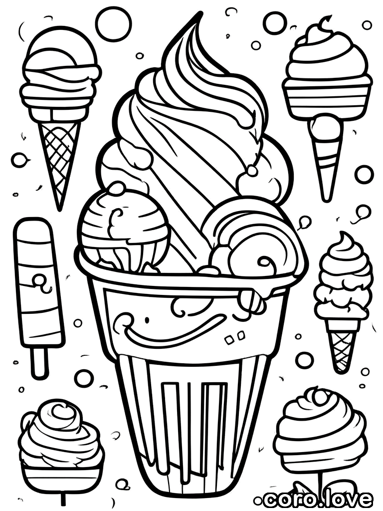 ice_cream coloring page - Cute Ice Cream