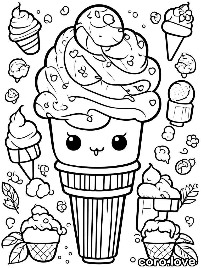 Ice Cream coloring page - Cute Ice Cream