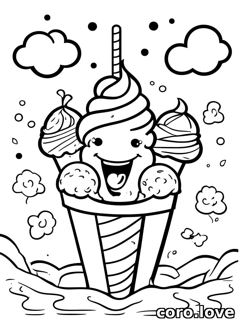 ice_cream coloring page - Cute Ice Cream