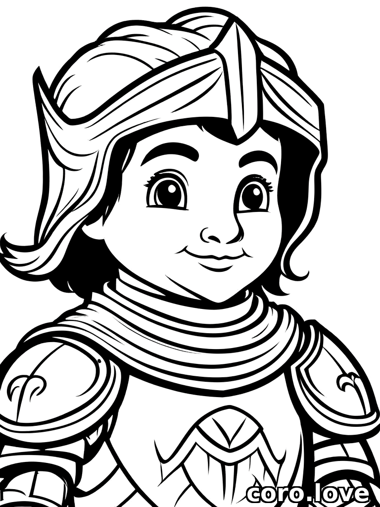 cute knight, ColoringBookAF, coloring book, isolated on white, simple minimal design, no decorations, no borders