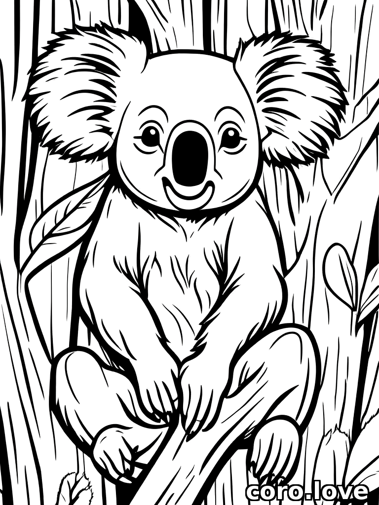 koala coloring page - Happy Koala