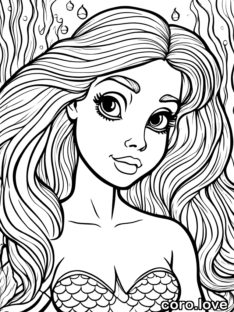 mermaid coloring page - Little Mermaid