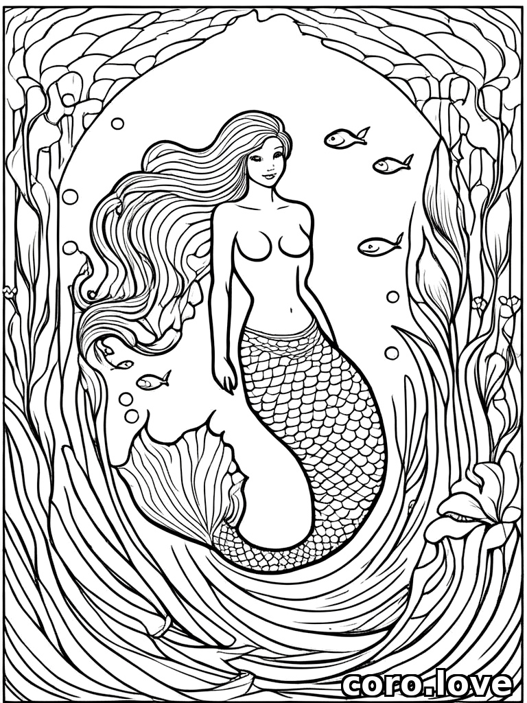 mermaid coloring page - Mermaid