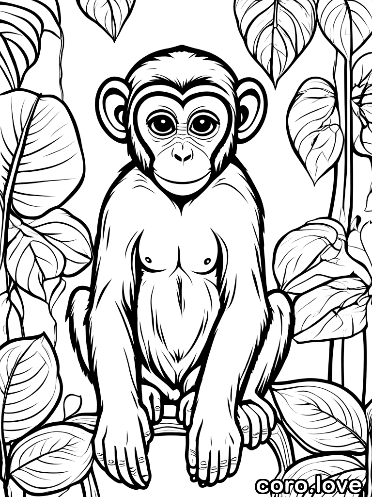 monkey coloring page - Cute Monkey