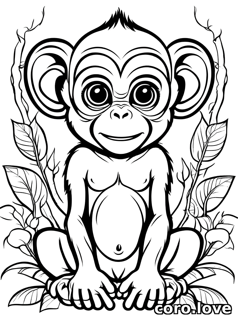 monkey coloring page - Baby Monkey