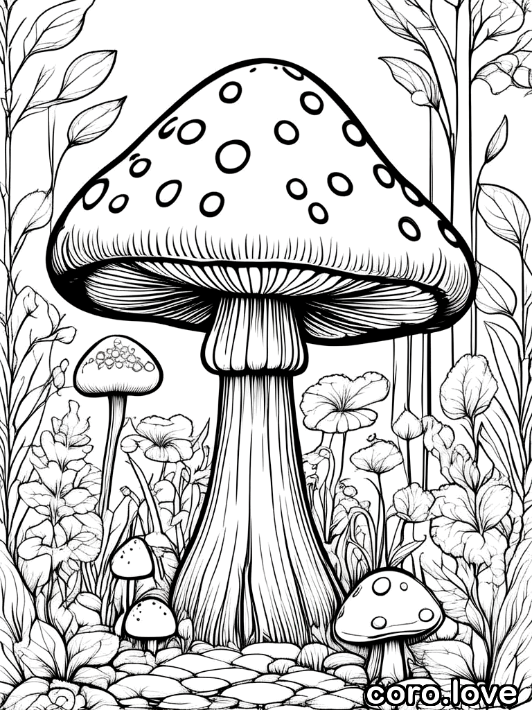 mushroom coloring page - Mushroom