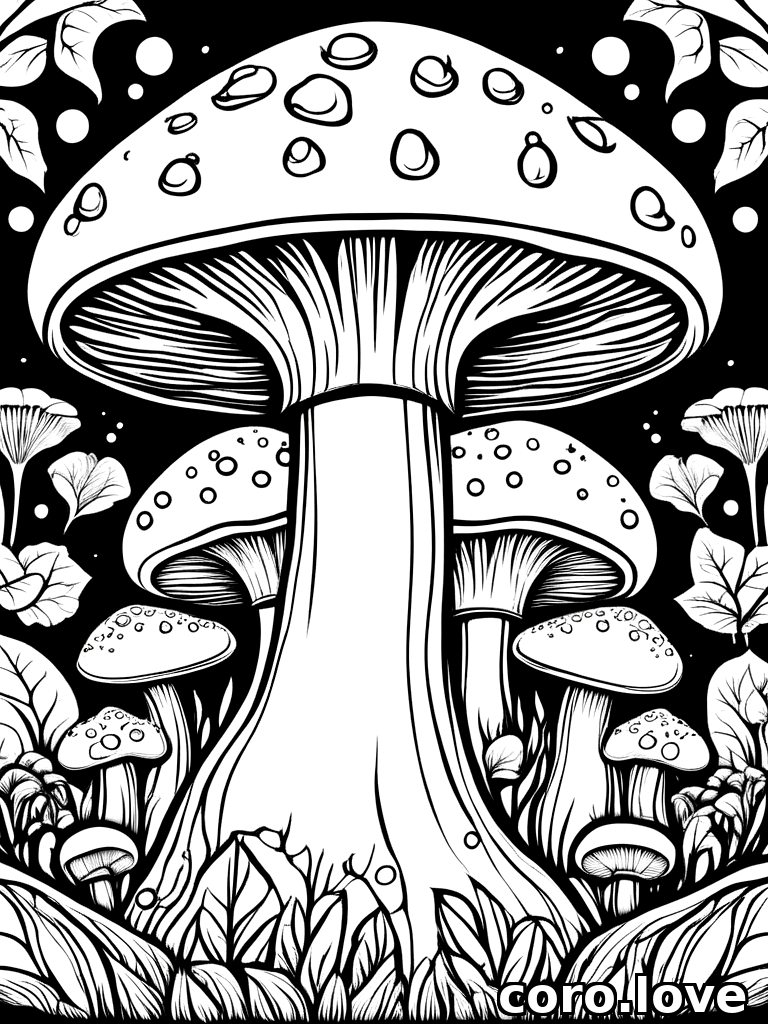 mushroom coloring page - Happy Mushroom