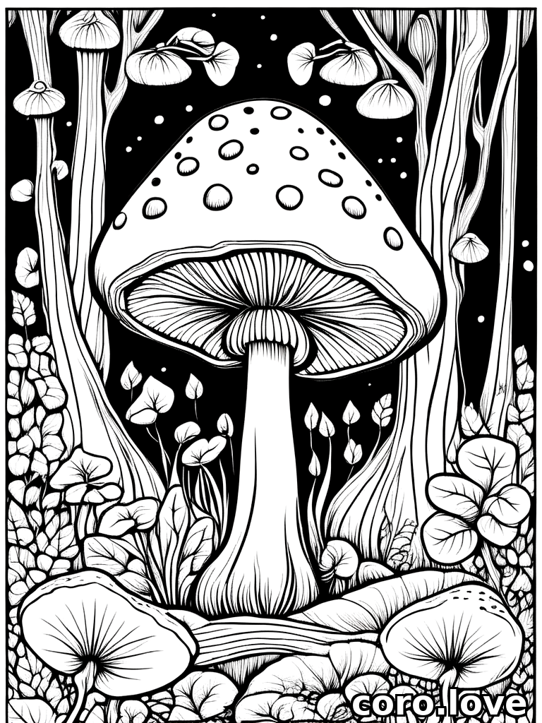 mushroom coloring page - Mushroom