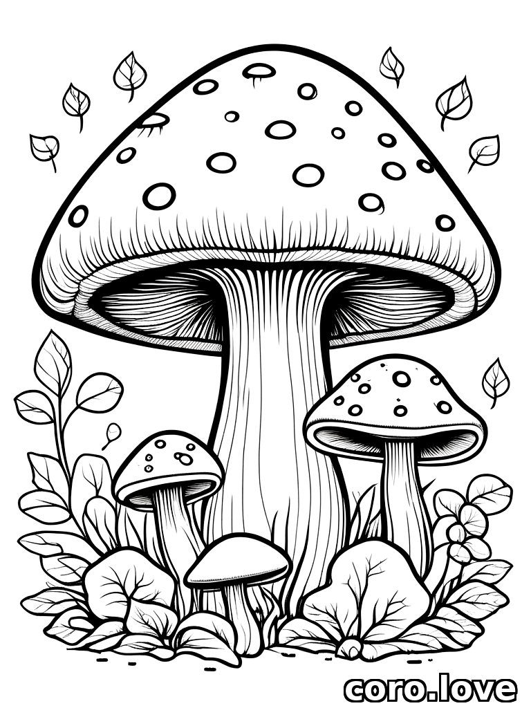 mushroom coloring page - Cute Mushroom