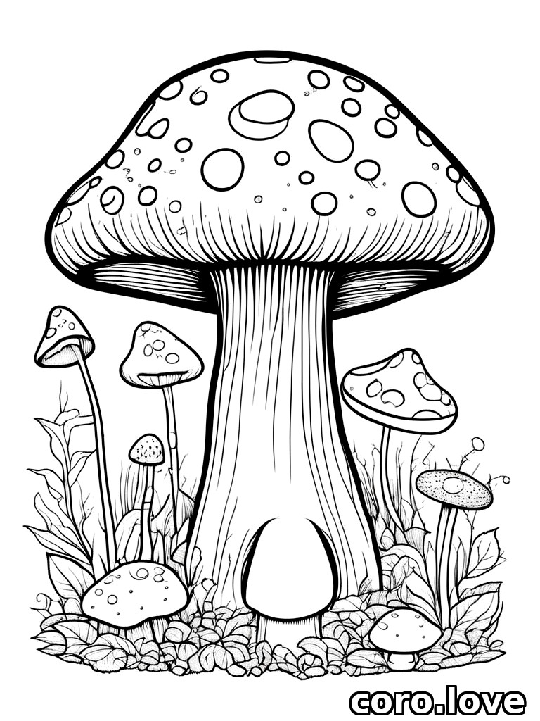 mushroom coloring page - Mushroom