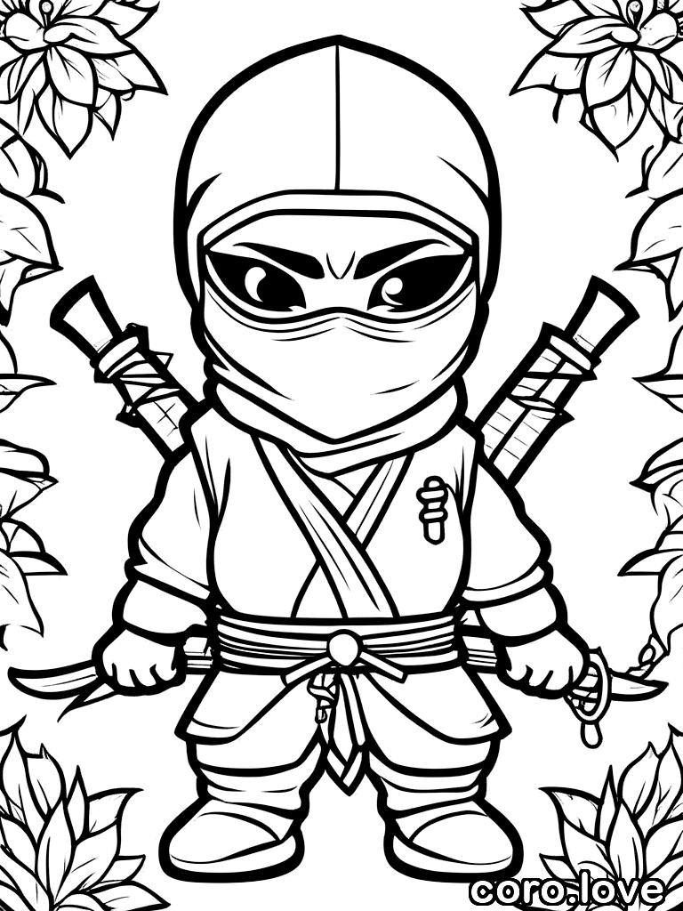 ninja coloring page - Cute Ninja