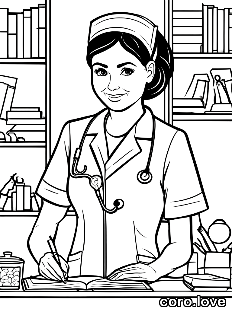 nurse coloring page - Nurse